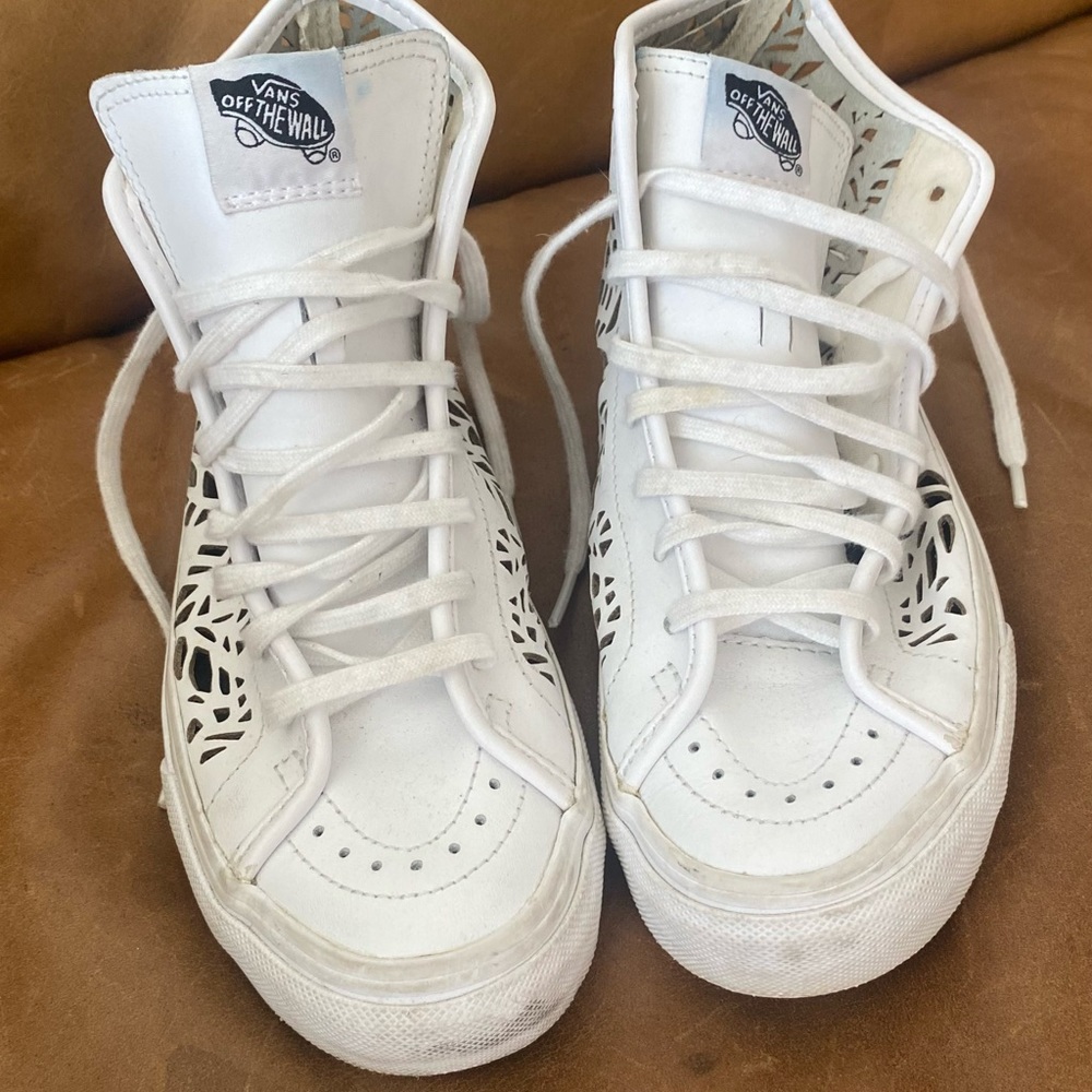 vans sk-8 hi with laser cut leather